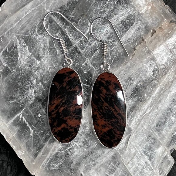 Mahogany Obsidian Stone Crystal Jewelry Earrings - Picture 5 of 6